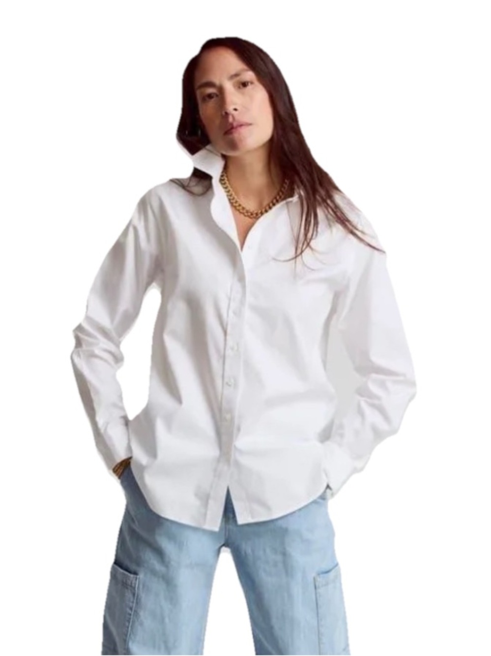 The Shirt by Rochelle Behrens White Button-Down Collar Shirt NWT XS